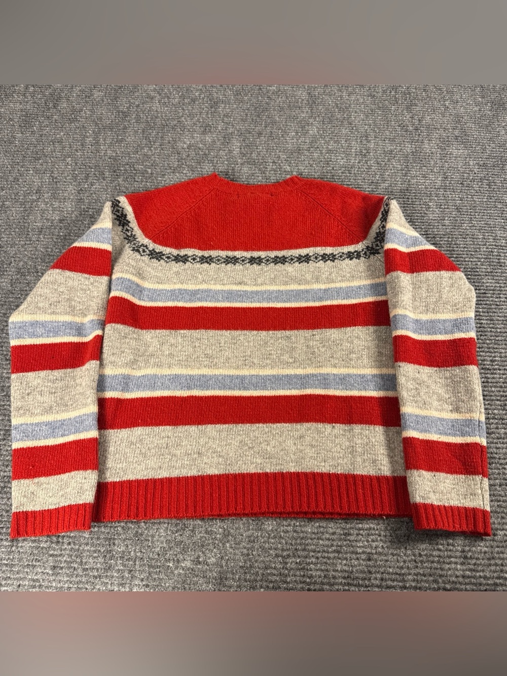 Vintage American Eagle Lambs Wool Sweater Striped Fair Isle Women S Red Blue 90s - Picture 7 of 7